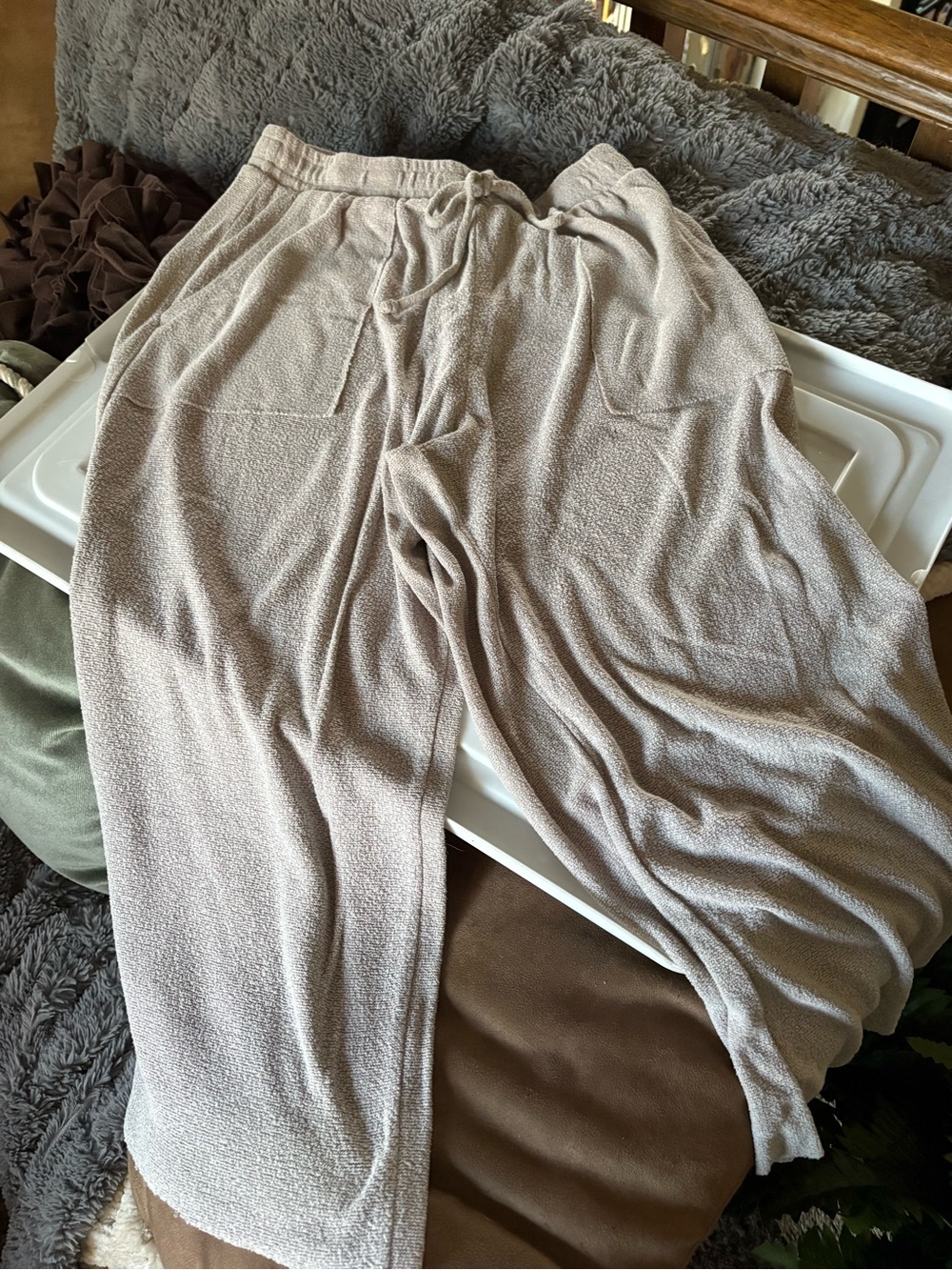 Moa Moa Women's Relaxed Drawstring Lounge Pants - Light Taupe